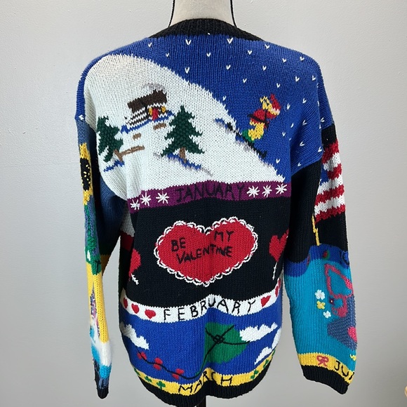 ⭐️Vintage Belle Pointe ramie cotton blend knitted cardigan 12 months holiday M - Picture 3 of 11